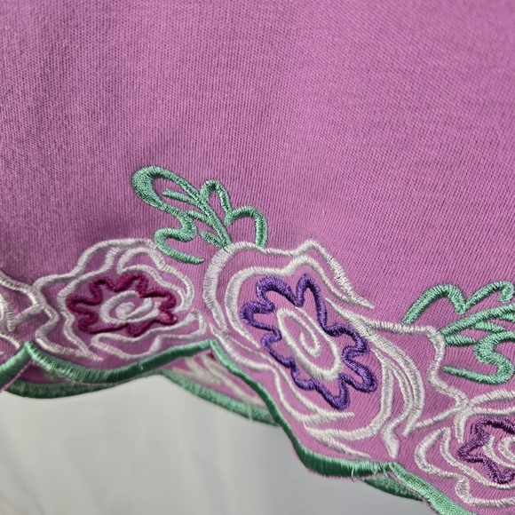 Bob Mackie Wearable Art Cotton Pink Floral Embroidered Tunic Top Plus Size 3X - Picture 11 of 13